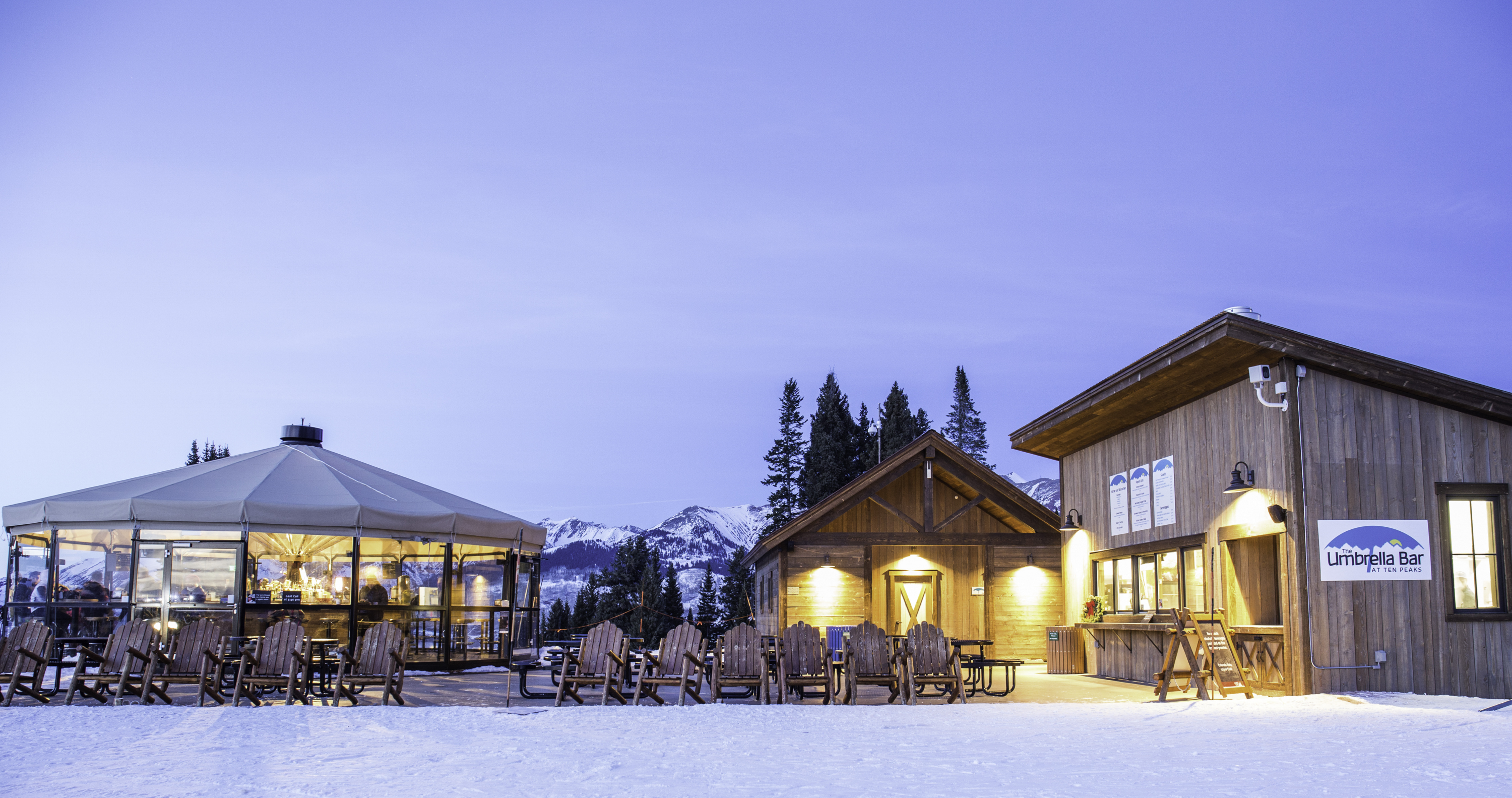 The Umbrella Bar at dusk in Crested Butte, CO.