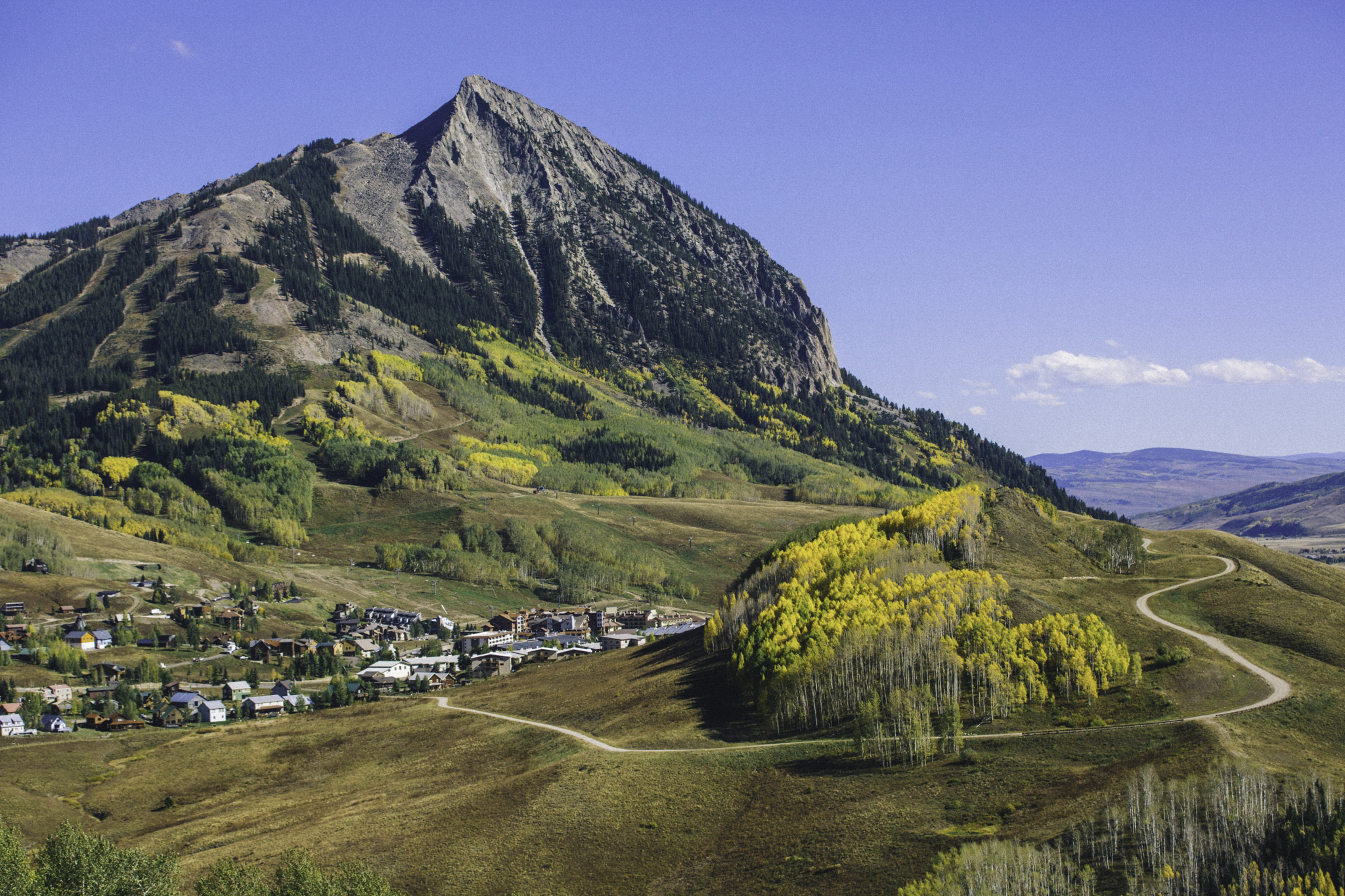 Scenic view of the mountain and village in Crested Butte, CO.